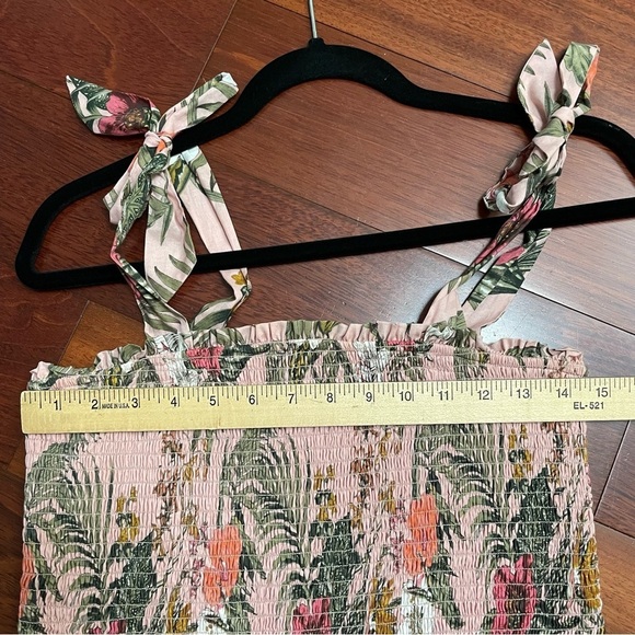 Rebecca Minkoff Dolly Top Smocked Peplum Top Tie Straps Summer Women's Sz M B21 - Picture 4 of 8